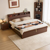 Lin's home double bed 1.8 meters 1.5 meters 1.5 meters thickened bedroom walnut color bedside storage Yueye series UM2A high box storage bed double drawer at the end of the bed 1800*2000mm single bed