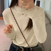 Miaoyi Jiade velvet half-high collar lace white bottoming shirt for women in spring, foreign style for inner and outer wear 2026 new tops, high-end sense, white velvet stand-up collared lace bottoming shirt M recommended 80-110 pounds