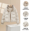 Yalu Down Jacket Women's Winter Commuting Versatile Thickened Bread Jacket Contrast Color Stand Collar Warm Casual Small Sweet Jacket Black M Recommended 90-110 catties
