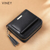 Viney first-layer cowhide short women's wallet student folding coin purse large-capacity wallet wallet female light luxury document bag