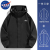 NASA MARVEL Jacket Men's Jacket Autumn and Winter Hooded Jacket Top Mountaineering Wear Waterproof Couple Model Three-in-One Ivory White L