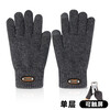 Autumn and winter warm gloves for outdoor cycling, cold protection, touch screen cotton blended five-finger unisex warm gloves, gray double layer thickening and plush style 1 pair, one size fits all