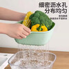 Double-layer PET vegetable drain basket kitchen household plastic fruit plate sink complete set wet and dry light luxury drain basket extra large - green