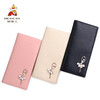 Scarecrow Wallet Women's New Genuine Leather Coin Wallet Style Women's Clutch Exquisite Long Wallet Card Holder Black