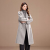 Qianbai Nian Wool & Cashmere Double-sided Wool Coat Women's Autumn and Winter New Style Suit Collar Soft Long Thick Coat Turtle Gray M