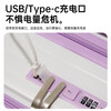 Side-opening lid suitcase, new multi-functional trolley case with open deep compartment, large capacity boarding case, password box, suitcase, Violet 24 inches