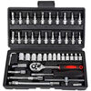 LDVEP 46-piece auto repair tool set, ratchet wrench combination set, home car socket repair set hardware, 46-piece socket, red box