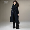 Late White New Product Winter Fashion Retro Mid-Length Coat Crisp and Slim Wool Jacket for Women Dark Blue XL