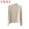 TKSY bottoming shirt for women 2025 new black half-high collar can be worn outside autumn and winter dark gray mid-collar long-sleeved top Almond rice upgraded brushed / style thickened S
