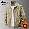 JEEP SPIRIT Jacket Men's 2025 Autumn and Winter Velvet Thickened Stand Collar Outdoor Jacket 8919 Black XL