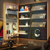 Musong e-sports hole board storage rack Internet cafe wall display rack home study table decoration wall-mounted metal storage rack special black medium partition for e-sports default does not come with light strips and accessories