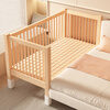 Yongdianfang solid wood children's bed spliced bed can be raised and lowered for babies to widen the bedside and heighten the guardrails for babies and adults can sleep on three sides (side lifting) + 6 cm latex brown cushion + embroidered bear 60 high bed 200x60cm
