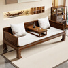 Ganrong new Chinese style solid wood Arhat bed Ming style living room home small apartment simple sofa bed dual-purpose Zen Arhat chair Walnut color 1.8m tiger foot Arhat bed + Kang table (comes with cushion + pillow)