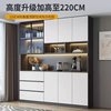 Yusenyi solid wood sideboard glass door high cabinet integrated wall modern simple tea cabinet living room dining room wine cabinet storage cabinet style 18280x32x220 milk coffee color (free installation)