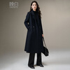 Late White New Product Winter Fashion Retro Mid-Length Coat Crisp and Slim Wool Jacket for Women Dark Blue XL