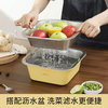 Yusenyi norton vegetable washing drain basin basket leaky sieve kitchen basin filter basin household basin rice washing stainless steel square 316 goose yellow two-piece set 24CM