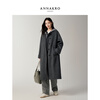 Jiuzi Annako college style 100 wool genuine two-piece hooded collar double-sided woolen coat for women 2025 winter new style dark gray S