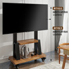 TAZD mobile TV stand (32-100 inches) universal floor-standing TV rack TV cart video conferencing all-in-one display art imitation wood grain shelf 32-75 inches stable upgrade for home and business dual-use