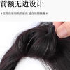 Wig piece female head replacement piece real hair seamless fluffy increase hair volume to cover white hair thin invisible replacement piece pure handmade seamless wig bangs style mocha brown 722