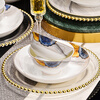Tang Hui high-end Chinese bone china tableware set plate bowl set 30-head bone china tableware gilded and elegant
