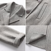Qianbai Nian Wool & Cashmere Double-sided Wool Coat Women's Autumn and Winter New Style Suit Collar Soft Long Thick Coat Turtle Gray M