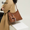 15MINS bag for women 2025 new vegetable tanned light luxury large capacity single shoulder crossbody hobo bag for women commuting ladies bucket bag