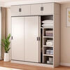 All solid wood wardrobe home bedroom fir sliding simple modern small apartment children's storage cabinet wardrobe rental house 1.2 meters main cabinet fir wardrobe free installation 60 deep 16MM thickened back panel