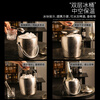 Shantou Lincun double-layer stainless steel ice bucket filled with ice cubes household red wine champagne bucket style ice storage insulation bucket with lid storage bucket ice storage bucket small silver