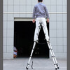 Walking herringbone ladder telescopic ladder folding ladder home attic aluminum alloy telescopic ladder engineering lifting industrial ladder aluminum alloy herringbone ladder 3.8 meters extra thick anti-sway