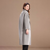 Qianbai Nian Wool & Cashmere Double-sided Wool Coat Women's Autumn and Winter New Style Suit Collar Soft Long Thick Coat Turtle Gray M