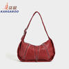 Kangaroo (KANGAROO) new retro woven pattern red armpit bag women's commuter shoulder bag large capacity design niche new bag rub color brown