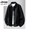 JEEP SPIRIT light luxury simple retro lapel jacket men's autumn and winter loose casual American trend all-match jacket black simple and comfortable M 80-110 catties