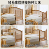 Hiyubi beech spliced bed for adults, seamless connection, adjustable height, solid wood baby widened bed guardrails, liftable, side lift + 7cm latex brown cushion + bedside 180*70cm, liftable