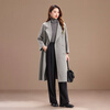 Qianbai Nian Wool & Cashmere Double-sided Wool Coat Women's Autumn and Winter New Style Suit Collar Soft Long Thick Coat Turtle Gray M