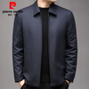 Pierre Cardin jacket men's lapel warm mulberry silk thickened rabbit fur lining warm goose down coat
