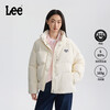 Lee25 new autumn and winter comfortable version stand-up collar raglan sleeves small logo logo women's down jacket off-white M