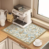 Yusenyi Coffee Machine Mat Kitchen Counter Drying Mat Technological Velvet Absorbent Mat Sliding Bar Tableware Draining Soft Mat Flowers Embrace Dawn 45CMx70CM Environmentally Friendly Material Zero Formaldehyde