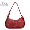 Kangaroo (KANGAROO) new retro woven pattern red armpit bag women's commuter shoulder bag large capacity design niche new bag rub color brown