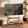 TV mobile bracket stainless steel floor cart with wheels hanging rack living room small apartment TV cabinet 55/75 walnut color stainless steel double layer + perforated board suitable for 32-75 inches solid wood