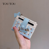 Toutou dachshund card holder coin purse clutch bag banknote holder birthday gift for girlfriend gift for girlfriend new year gift sea salt blue