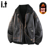 CHOCOOLATEit lamb fur jacket men's patchwork plus velvet thickened warm stand-up collar cotton jacket black M