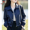 AEMAPE Fashion Short Women's Jacket Jacket for Women Spring and Autumn 2025 New Spring Loose Casual Thin Small Top Dark Blue L_Recommended 105-120 catties
