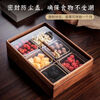 Shijin high-quality dried fruit plate with compartments, walnut color, dried fruit box, Chinese style with lid, multiple compartments, large capacity, dry-proof for living room, selected materials, six compartments + transparent glass lid + handle