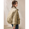 Fabesa brand small fragrant style short thin down jacket for women 2026 new winter small thin fashion jacket gray bean green S