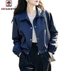 AEMAPE Fashion Short Women's Jacket Jacket for Women Spring and Autumn 2025 New Spring Loose Casual Thin Small Top Dark Blue L_Recommended 105-120 catties