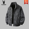 Playboy (PLAYBOY) Jackets for Men and Women Spring and Autumn American Retro Baseball Collar Casual Loose Maillard Washed Leather Jacket Men Gray High Quality L