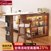 Xian Shang Ju solid wood retractable bar table sideboard integrated mid-century style small apartment home partition living room island table storage cabinet bar counter walnut color