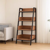 Bookshelf floor-standing storage rack movable iron bookcase study storage storage cabinet integrated wall-mounted desk side shelf four-layer bold and thickened haze wood color 51cm