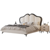 French retro leather bed butterfly bed master bedroom cream style atmospheric double bed internet celebrity princess bed 1.5M storage bed internet celebrity leather bed + 918# natural coconut palm mattress - installation included 1500mm*2000mm frame structure