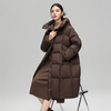 Xue Zhongfei's new women's dopamine age-reducing fashion long hooded down jacket is warm and thickened, wind-resistant and casual, dark brown|7128 M/165/88A